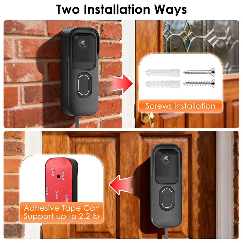 delilyn 2in1 Charging Cable with Adapter & No Drill Adhesive Doorbell Mount for Blink Video Doorbell (2nd Gen)-2025 Release, Doorbell Transformer with 16.4ft Weatherproof Power Cord for Blink Doorbell Camera - Image 3